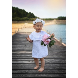 Baby Colibra Letnia sukienka do chrztu Carmen + przepaska gratis