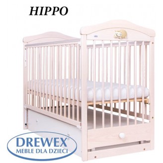 Drewex łóżeczko  Hippo 120x60 z opuszczanym bokiem