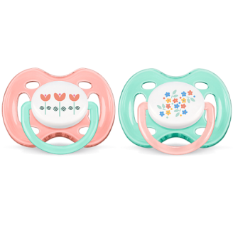 Avent Smoczek Freeflow Ortodontyczny 0–6 miesięcy z dodatkowymi otworami, kolorowe wzory 2-PAK