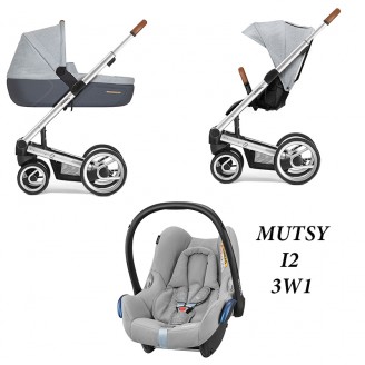Mutsy I2 pure wózek głęboko-spacerowy z fotelikiem cabriofix MaxiCosi